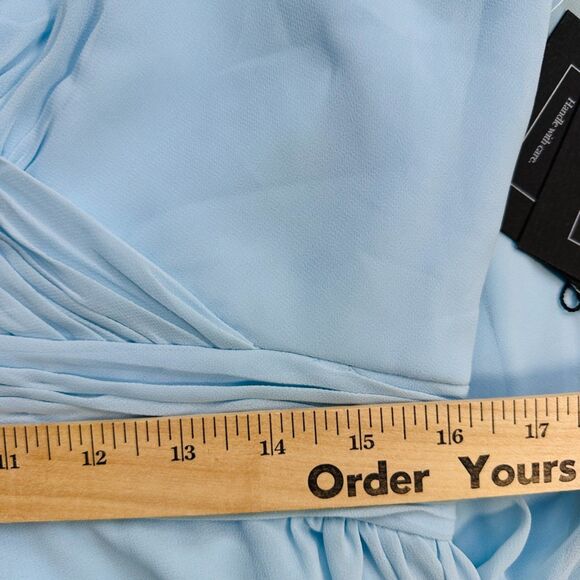 Mac Duggal Blue Asymmetrical Hem Chiffon V-Neck Size 12 Maxi Dress 70191 New - Picture 6 of 8
